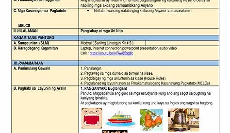 Filipino dlp - Detailed Lesson Plan - Nagagamit ang pang-abay at pang