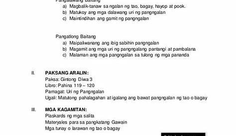 Lesson Plan In Filipino 2 Pangngalan | Images and Photos finder