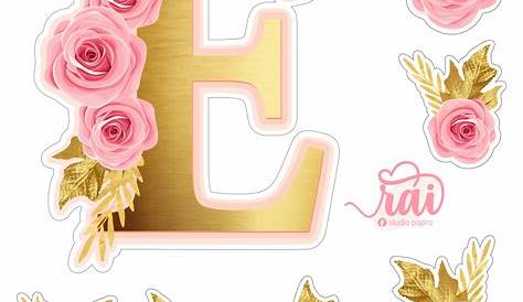 Topo Bolo Letra C Dourada com Girassol | Floral poster, Leaf stencil