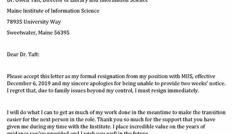 Personal Reason Job Resignation Letter Templates at