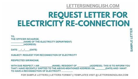 Request Letter for Temporary Electricity Connection - Sample Temporary
