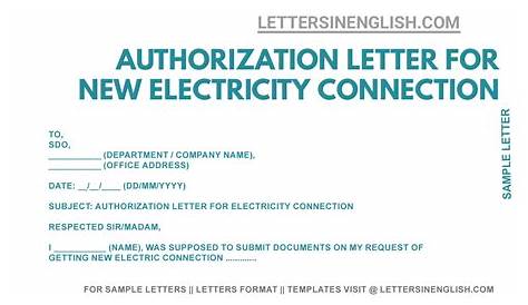 Authorization Letter To Use Electric Bill Example / Sample Letter Of