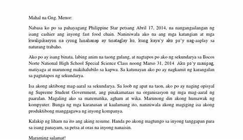 resume example tagalog Halimbawa tagalog nurse liham aplikasyon