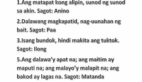 Halimbawa Ng Tulang Bugtong - Ng Halimbawa 2021