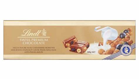 Buy Lindt Swiss Milk Chocolate Hazelnut and Raisin Gold Bar 300 g