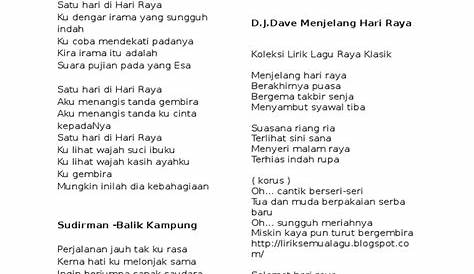 Lirik Lagu Hari Raya / Di pagi raya ku kirim doa pada ibu ayah dan juga