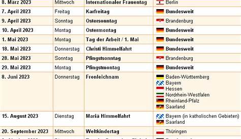 Feiertage in Deutschland + Kalender
