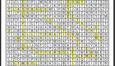Literary Terms Word Search Answer Key