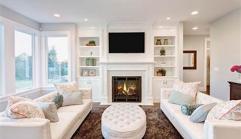 Arranging furniture facing the fireplace/TV focal point. Beautiful