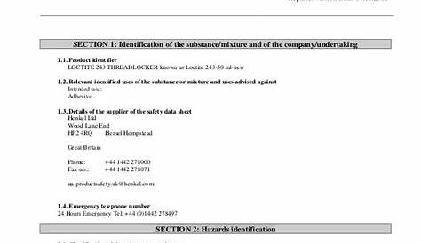 Loctite 243 msds