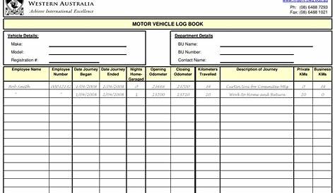 Printable Vehicle LogBook Template (Word, Excel, PDF) Excel Templates