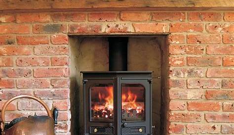 Cottage fireplace, Brick hearth, Brick fireplace log burner