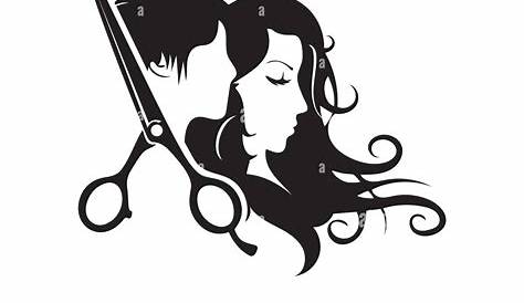 Logo Coiffure Homme Femme Concept De D'homme De Hair Salon Scissors De
