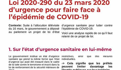 Loi d’urgence du 22 mars 2020 pour faire face à l’épidémie de covid-19