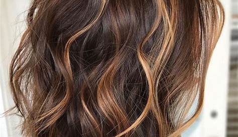 Long Brown Bob With Caramel Highlights | Balayage hair, Hair color