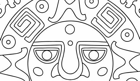 Dibujos para colorear para adultos: Pueblo maya imprimible, gratis, JPG