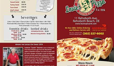 Louie's Pizza & Pasta menu in Ingersoll, Ontario, Canada