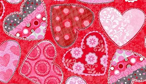 Red Tossed Hearts Fabric, Hearts of Love, Valentine's Day Fabric