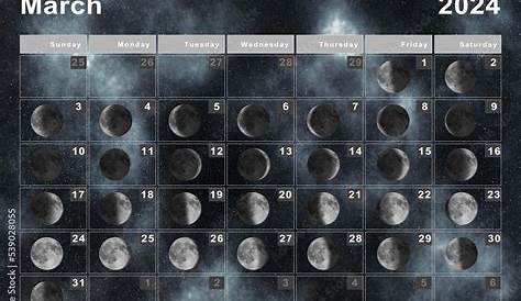 March 2024 Lunar calendar, Moon cycles Stock Illustration | Adobe Stock