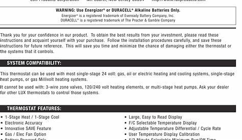 Lux Dmh110 Thermostat Manual