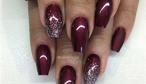 Luxurious Radiance: Deep Burgundy Clothing With Champagne Nails For A Luxe Feel