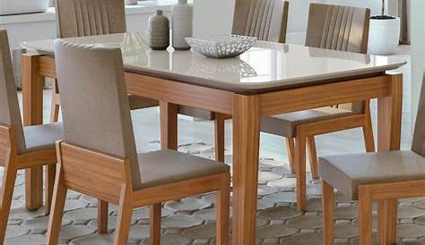 Conjunto de Mesa Madeira com 4 Cadeiras Estofadas - Madesa Vegas - Cadeiras para Sala de Jantar