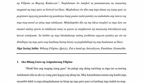 (PDF) Makabagong Pamamaraan ng Pagtuturo ng Filipino sa Bagong Kadawyan