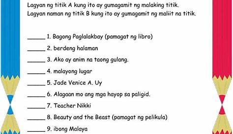 Wastong Paggamit ng Iba't-ibang Bantas worksheet | 1st grade worksheets