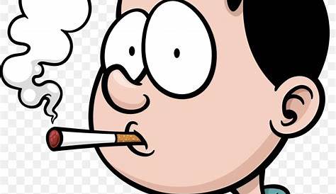 Cartoon Man Smokes and is Caught in His Own Cigarette Smoke Vector