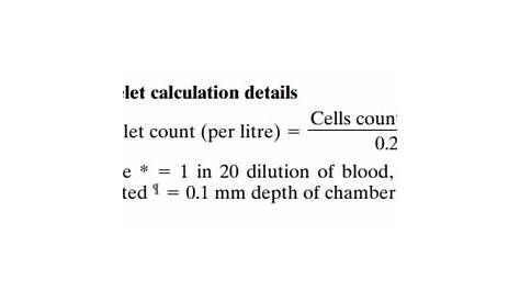 manual platelet count calculation