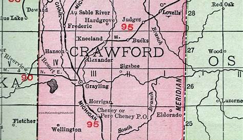 Vintage Map of Crawford County, Michigan 1873 by Ted's Vintage Art