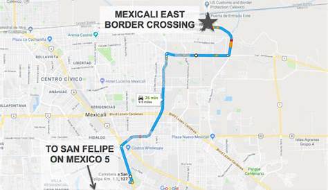 Directions to Cross the Mexicali West Border Crossing from Mexico