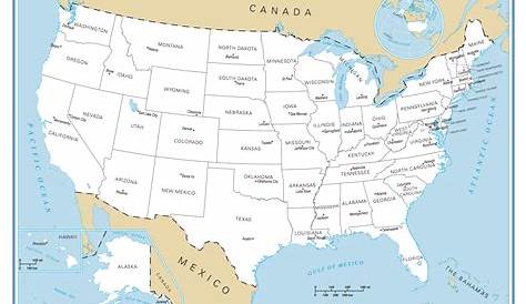 Map Of The United States With Capitals Printable