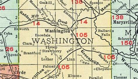 Image Map of Washington Co, Ks, USA