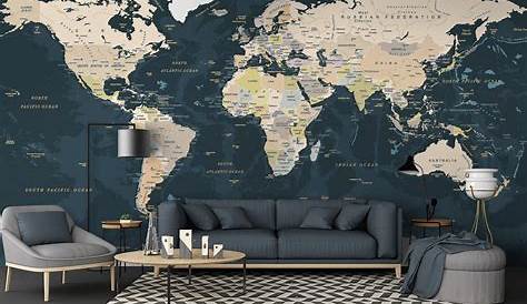 World Map Mural, Map Murals, World Map Wallpaper, Wall Wallpaper, Wall