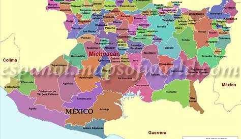 Mapa de Michoacán con división territorial y municipios Lamudi