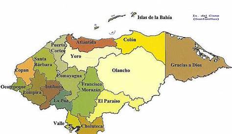 Mapa Politico De Honduras Con Sus Departamentos Y Cabeceras