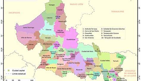 Mapa San Luis Potosi Con Division Politica Y Nombres
