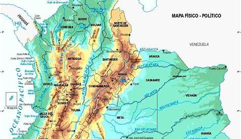 Mapa de Colombia con sus límites - Mapa Físico, Geográfico, Político