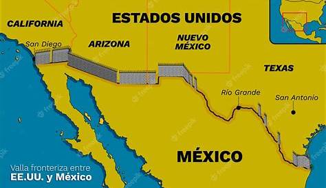 Mapa de la frontera entre mexico y estados unidos con su valla