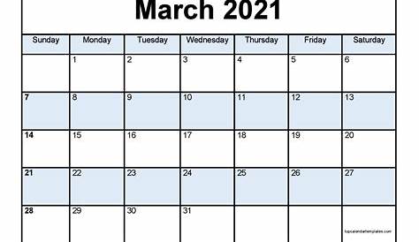 Free March 2021 Calendars | 2021 Blank Printable Templates