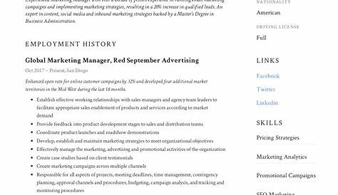 Marketing Manager Resume Example & Writing Tips | RG