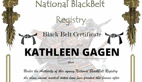 Martial Arts Certificate National Black Belt Registry Ideal Men's Gift