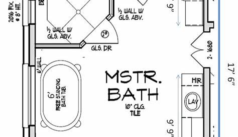 master bathroom layout plan with bathtub and walk in shower | Small