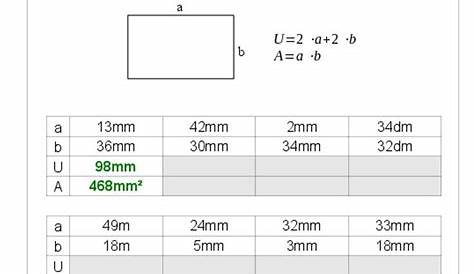 Übungsblatt zu Umfang- Volumen- und Flächenberechnung | Nachhilfe mathe