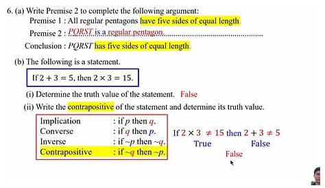 Logical Reasoning - KSSM Mathematics Form 4 - Revision - Question 1 to
