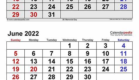 Printable May June 2022 Calendar Template - Print Monthly Calendars