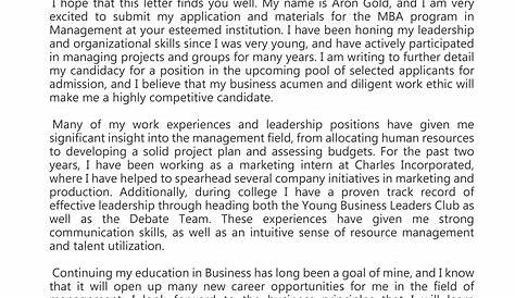 Mba Letter Of Intent Sample