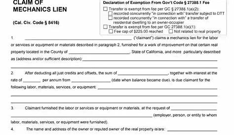 File Mechanic's Lien California Forms - Form : Resume Examples #n49m1Dx9Zz