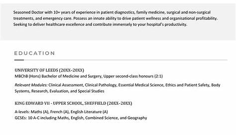 Medical Cv Template - Riset